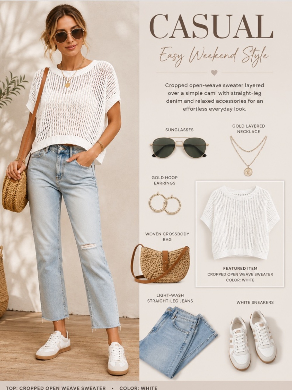 NWT Spanner - White Open-Knit Crop Top Sweater SzL - Picture 11 of 13